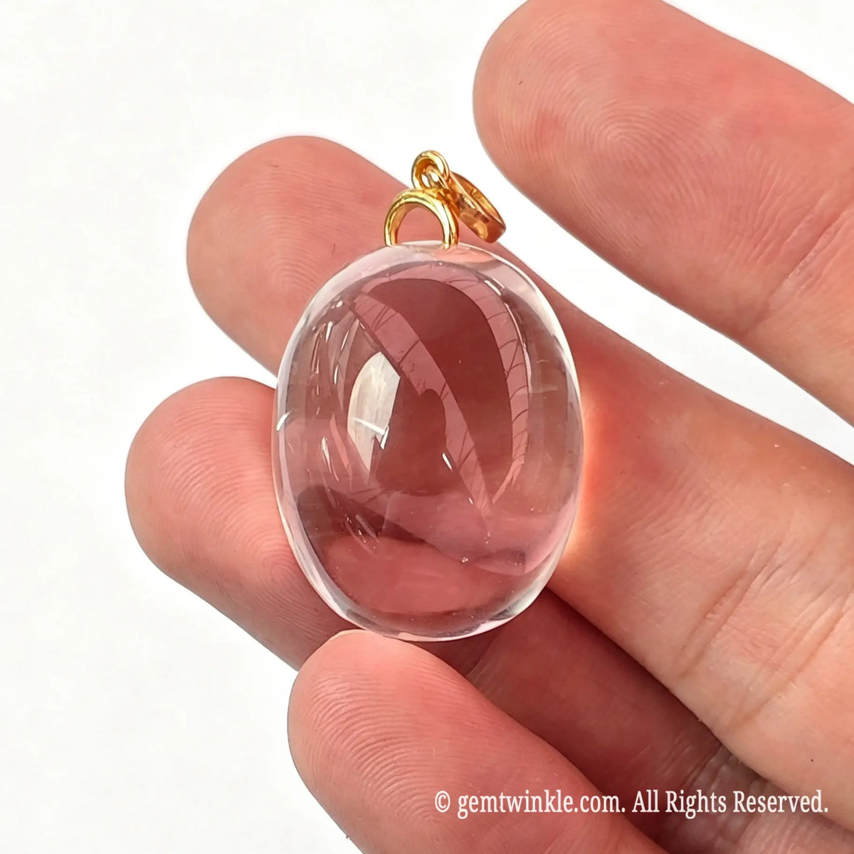Clear Quartz Oval Gemstone Pendant | 25mm AA Grade