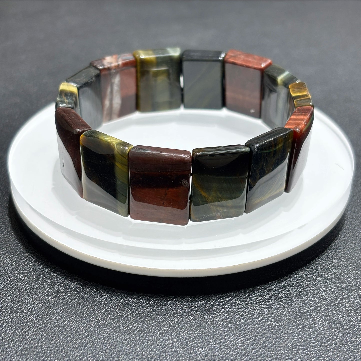 Elastic Stretch Multicolor Tiger Eye Bangle Bracelet, comfortable fit for daily wear
