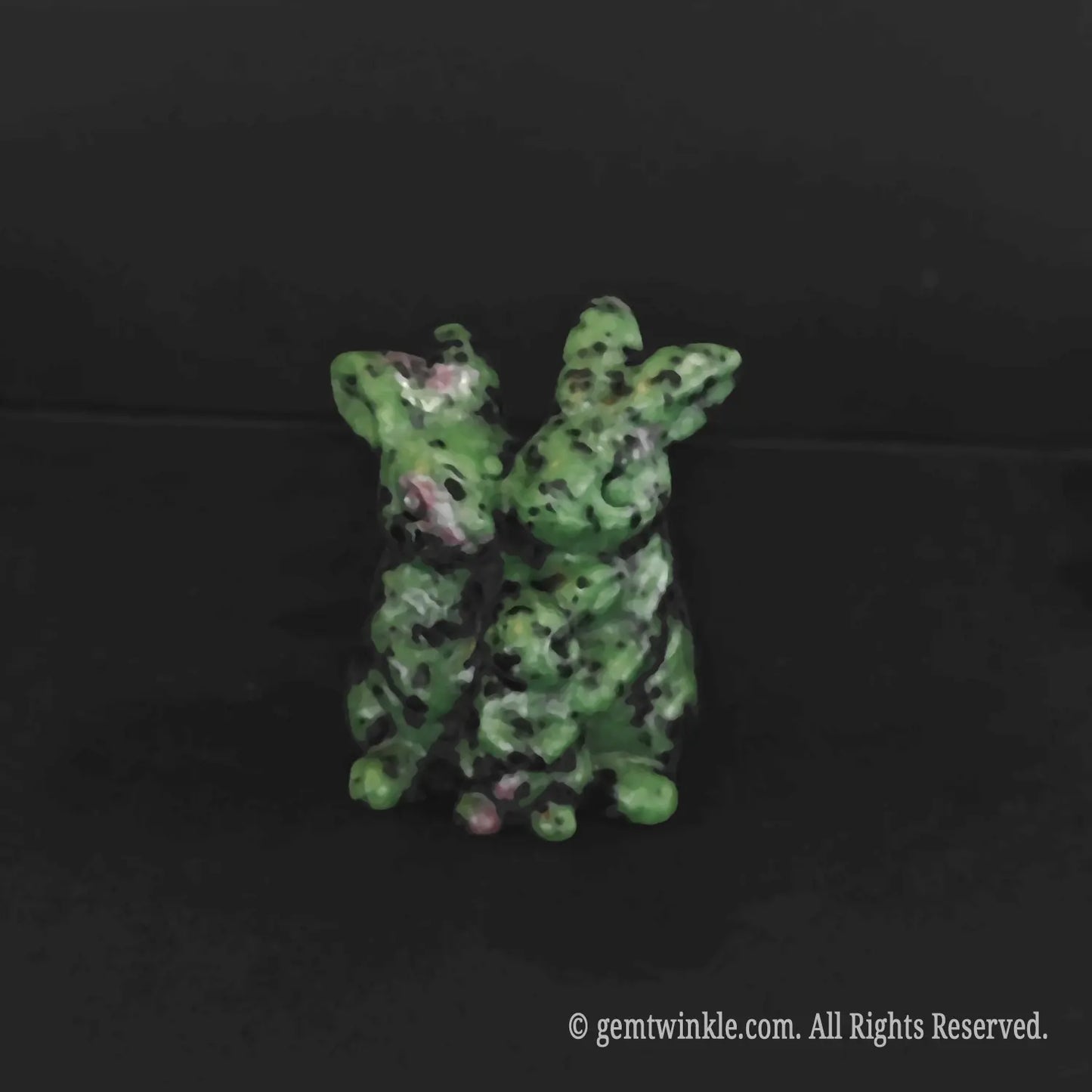 100 percent natural ruby in zoisite three bunnies family stone totem carving for crystal shop inventory restock