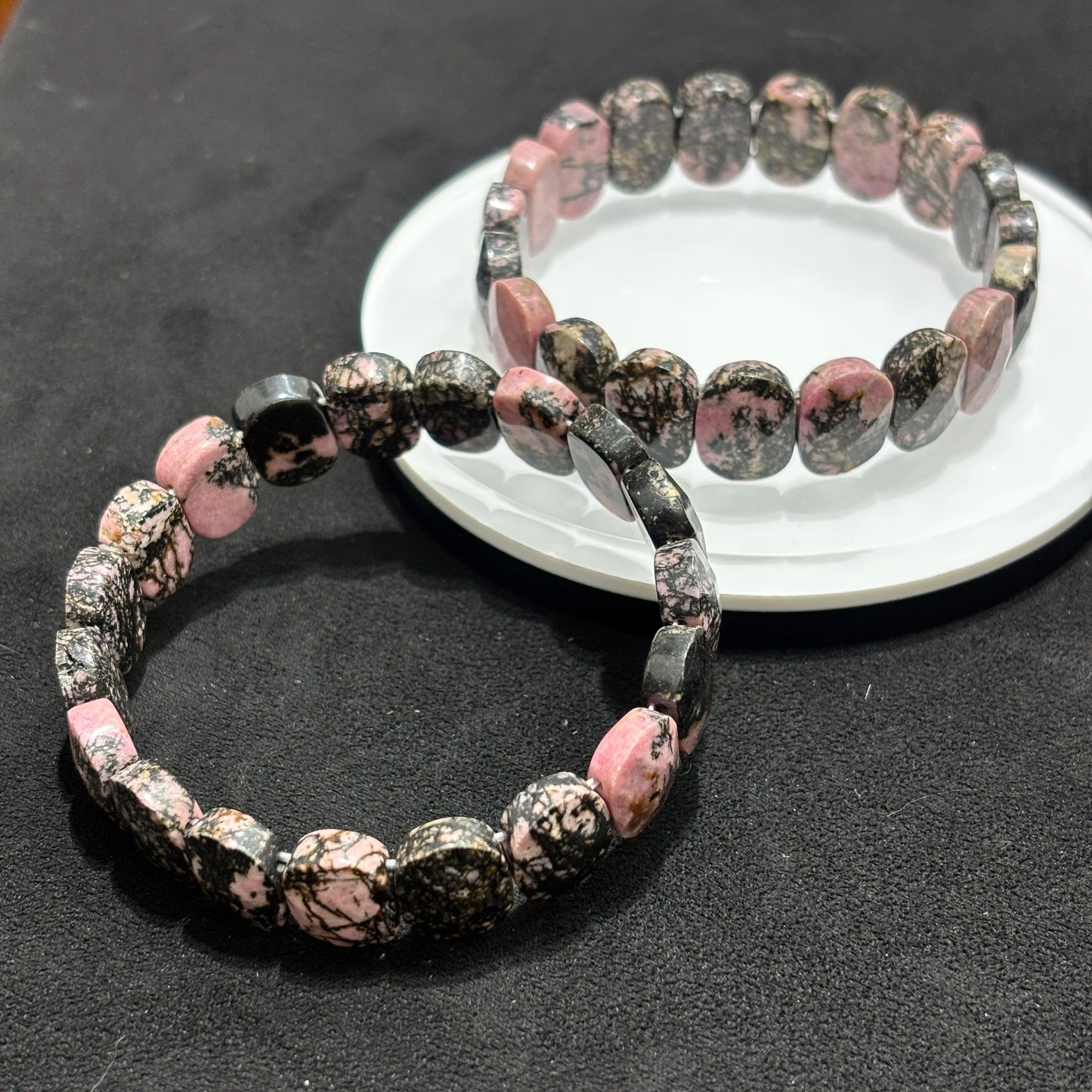 18cm Elastic Stretch Rhodonite Bangle Bracelet - Ready to Wear Jewelry