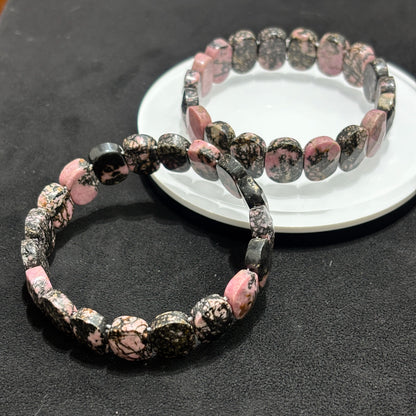 18cm Elastic Stretch Rhodonite Bangle Bracelet - Ready to Wear Jewelry