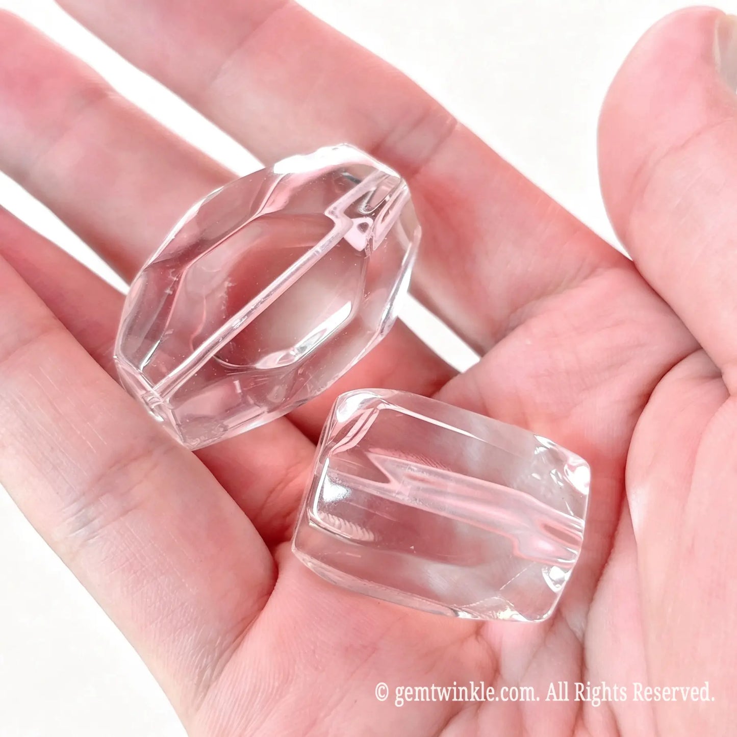 Large Natural Clear Quartz Faceted Freeform Beads | 30-35mm Irregular Nugget Focal Beads