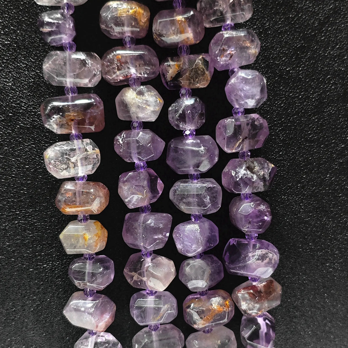 Strands of natural amethyst phantom quartz irregular freeform nugget beads for jewelry making