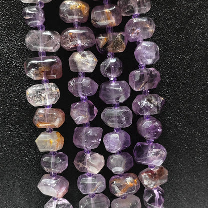 Strands of natural amethyst phantom quartz irregular freeform nugget beads for jewelry making