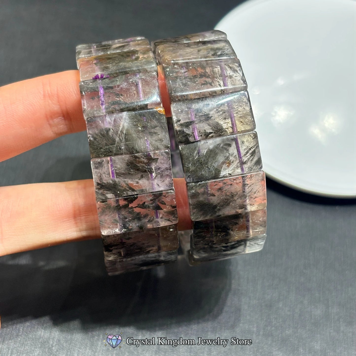 Black dream phantom quartz bracelet displayed