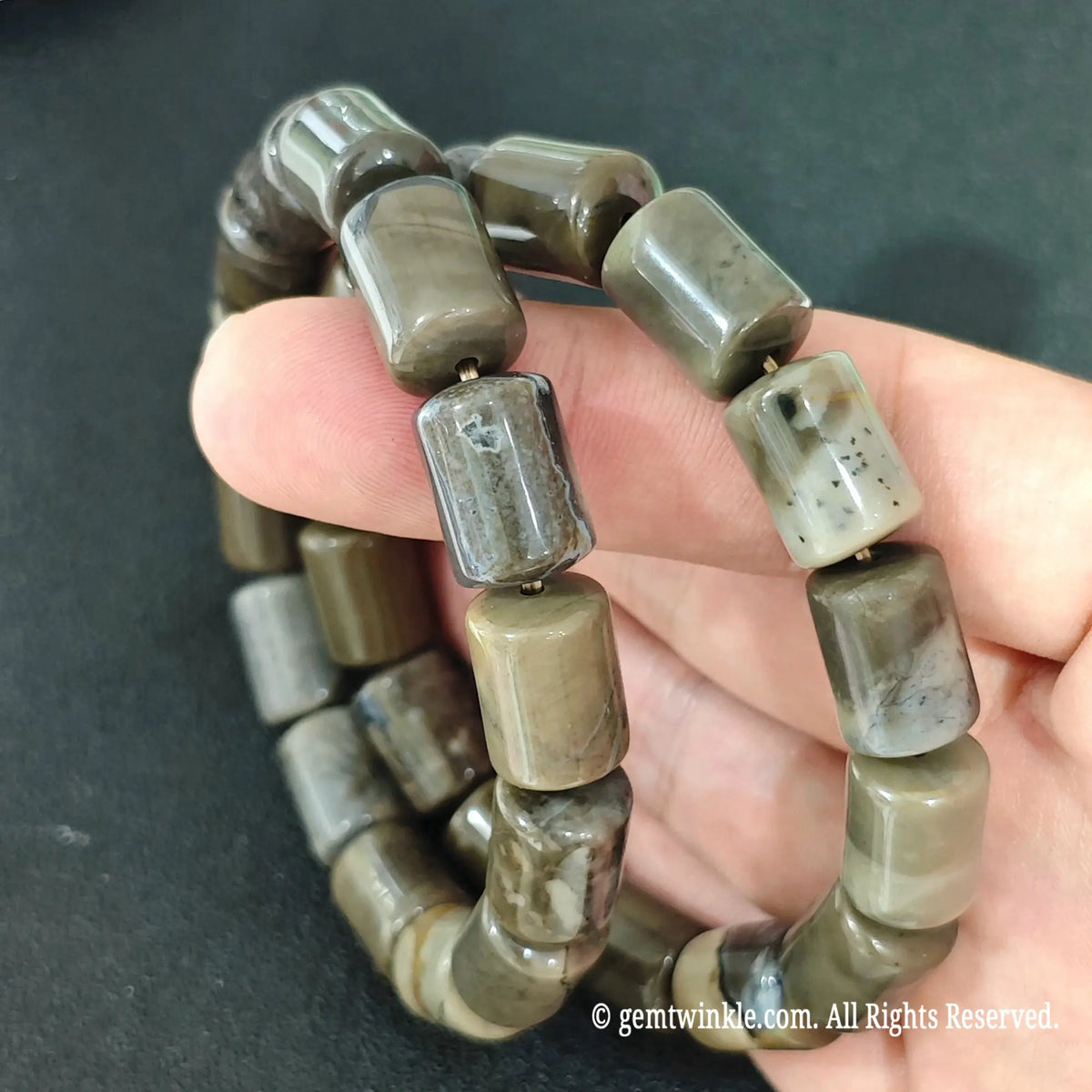 Brown Timber Agate Gemstone Bracelet Display