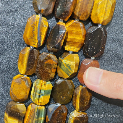 Chatoyant Golden Tiger Eye Flat Slab Gemstone Strand View