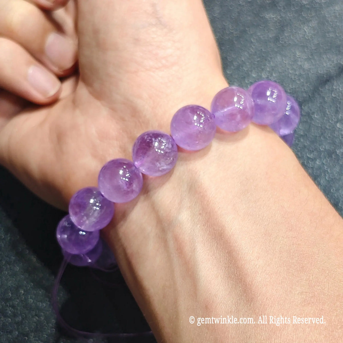 Natural Lavender Amethyst Bracelet 12mm | Soft Lilac Quartz Wristlet