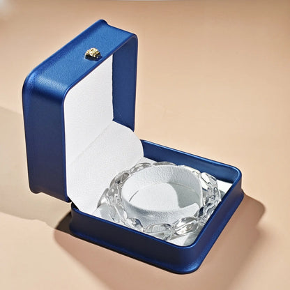 Clear quartz irregular bracelet presented in elegant blue gift box with white velvet lining—ready for gifting