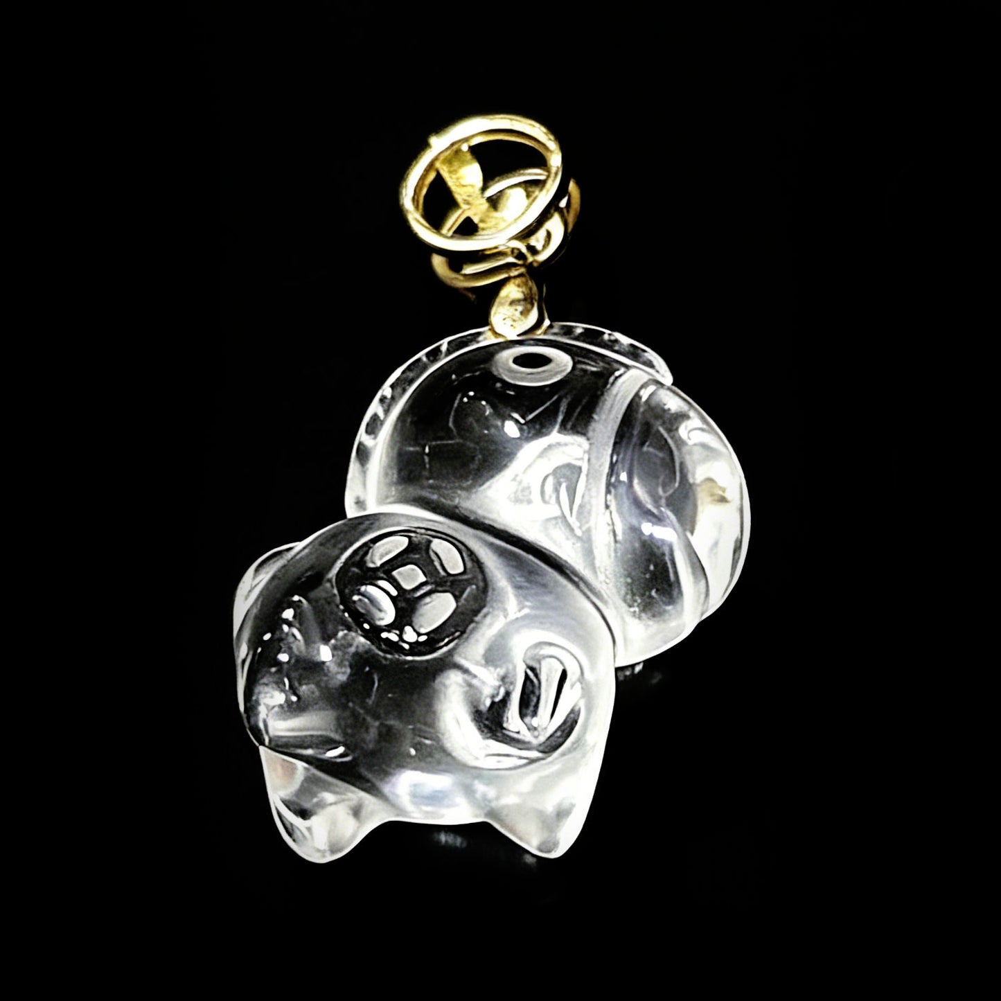 Clear Quartz Horse Charms –Gold  Hooks