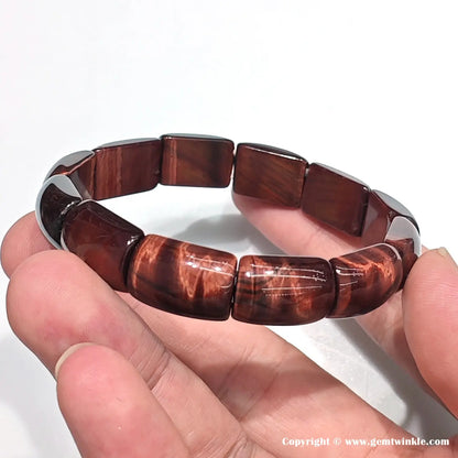 Close-Up: Natural Banding on Red Tiger Eye Rectangular Beads