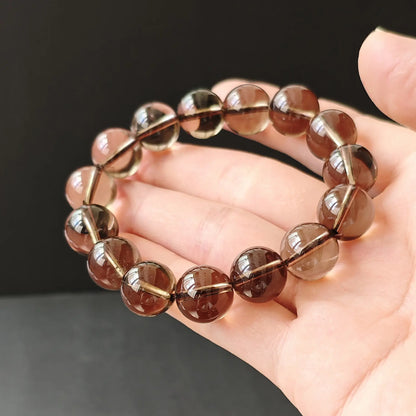 Smoky quartz handchain curved to show flexibility