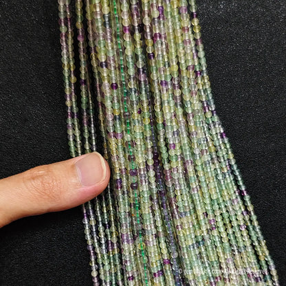 Handmade supply of tiny 3mm rainbow fluorite gemstone beads for organic jewelry design
