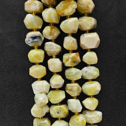 Strands of natural earthy yellow opal rough faceted nugget beads for DIY jewelry making