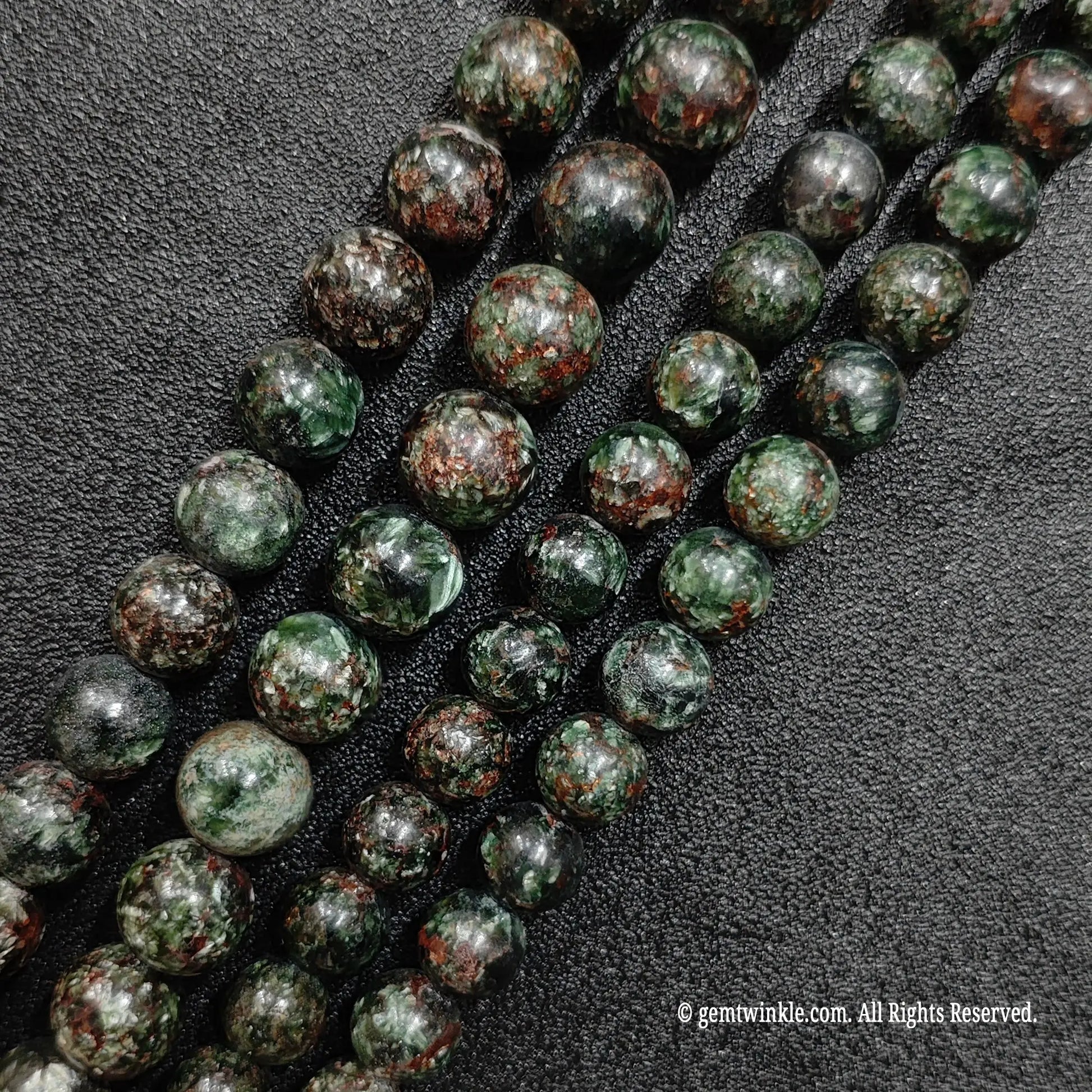 Earthy green seraphinite gemstone round beads perfect for budget friendly artisan jewelry projects