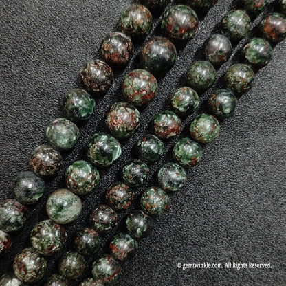 Earthy green seraphinite gemstone round beads perfect for budget friendly artisan jewelry projects