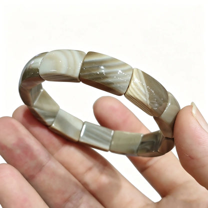 Picture jasper bracelet gently flexed to show elasticity and seamless bead alignment—ideal for comfortable wear