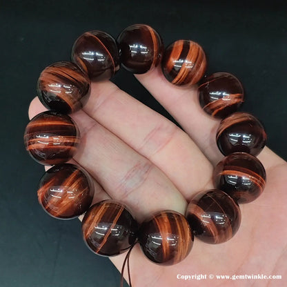 Full View: Multi-Size Red Tiger Eye Bead Bracelet