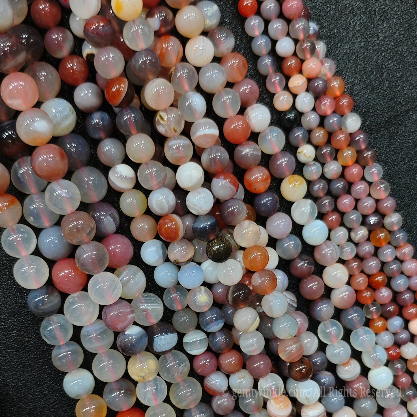Dyed Red Banded Agate Loose Beads 4-12mm Bulk Strands Natural Persian Agate Round Stone Beads for DIY Jewelry Making Independent Designer Wholesale