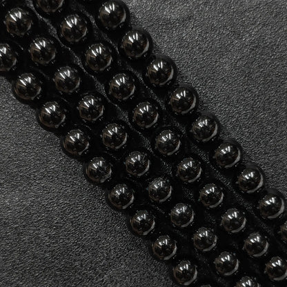 Natural Black Tourmaline Crystal Round Beads Wholesale Bulk 2mm to 18mm Protection Gemstone Strands