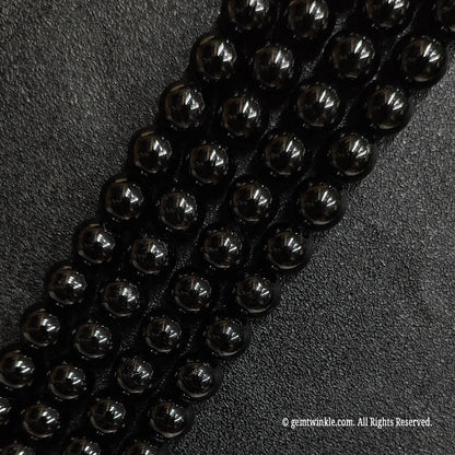 Natural Black Tourmaline Crystal Round Beads Wholesale Bulk 2mm to 18mm Protection Gemstone Strands