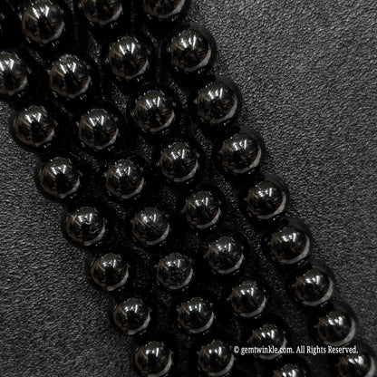 Natural Black Tourmaline Crystal Round Beads Wholesale Bulk 2mm to 18mm Protection Gemstone Strands
