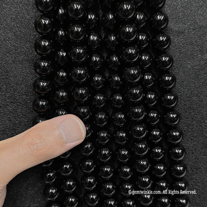 Natural Black Tourmaline Crystal Round Beads Wholesale Bulk 2mm to 18mm Protection Gemstone Strands