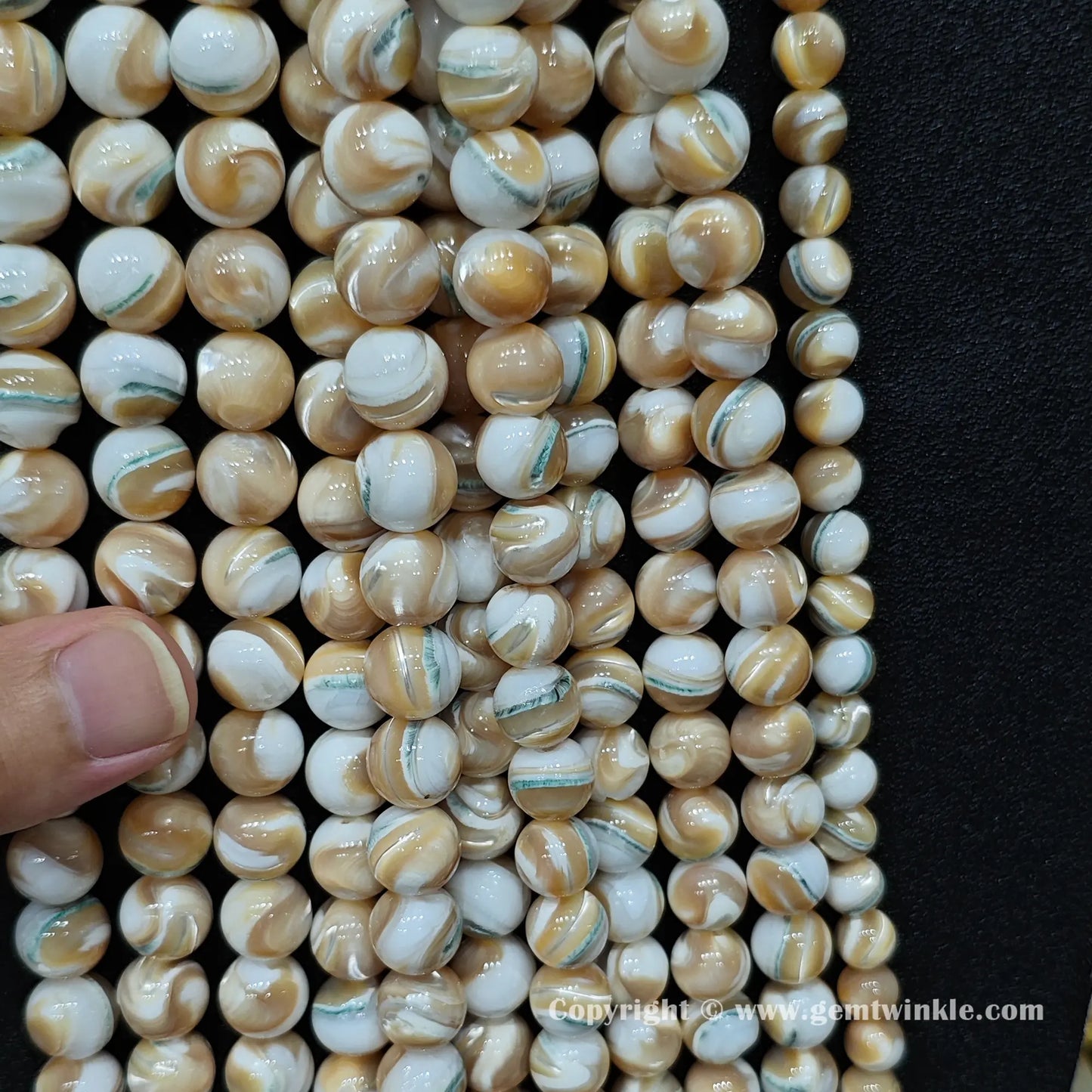 Statement Gemstone Beads - 8mm-14mm Natural Spiral Shell Round Beads for Bracelet Making