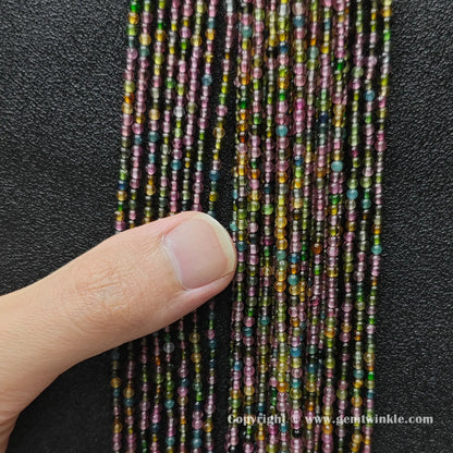 Dainty Grade B Multi Color Tourmaline Micro Round Gemstone Beads 2.5mm