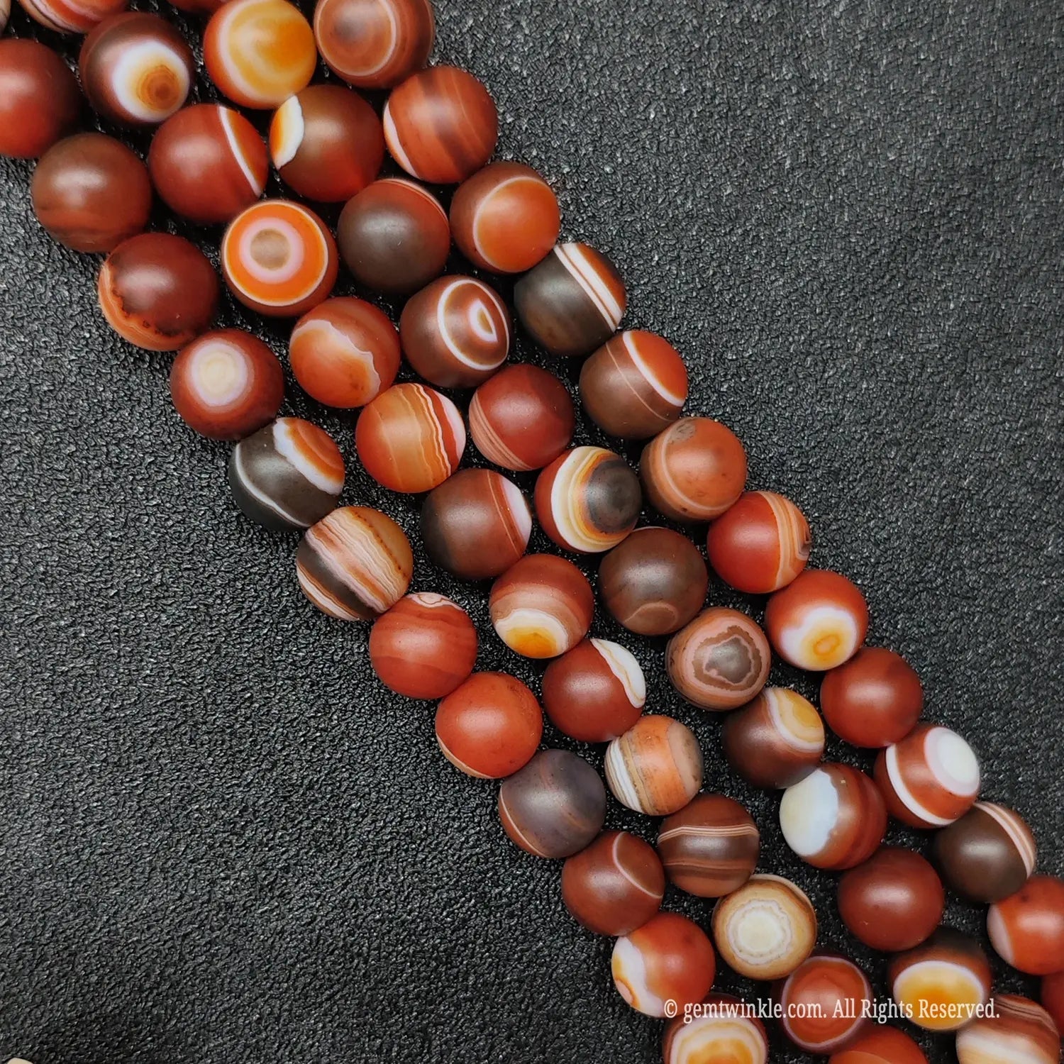 Natural banded eye crystal beads with frosted matte finish for jewelry making