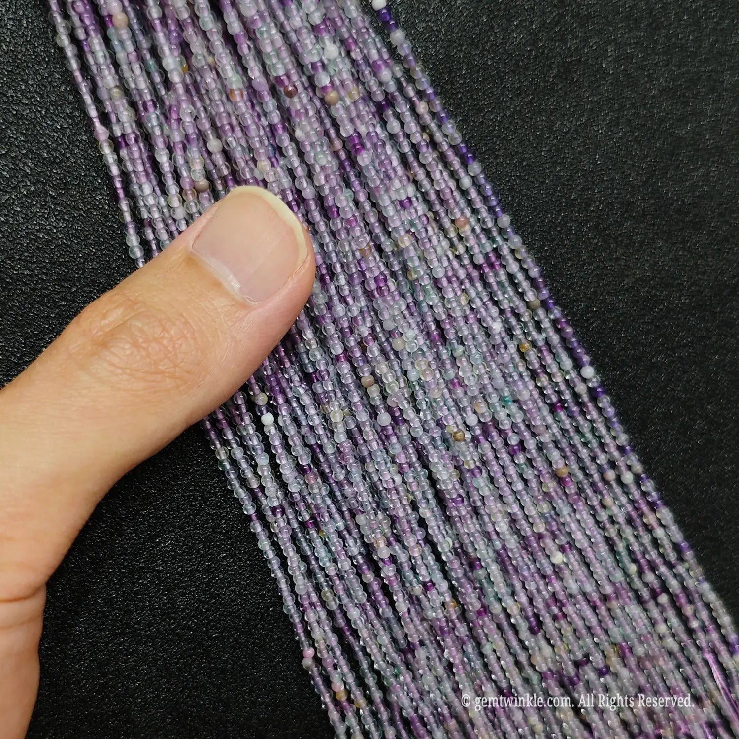 Small 3mm round purple fluorite crystal beads wholesale for independent jewelry artisans