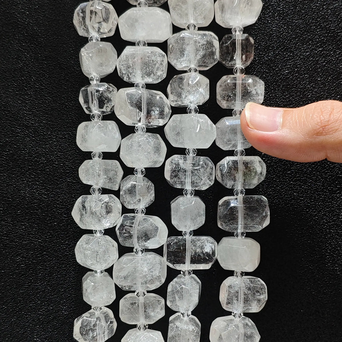 Strands of natural milky clouded white quartz freeform pebble beads for DIY jewelry making