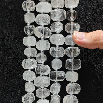 Strands of natural milky clouded white quartz freeform pebble beads for DIY jewelry making