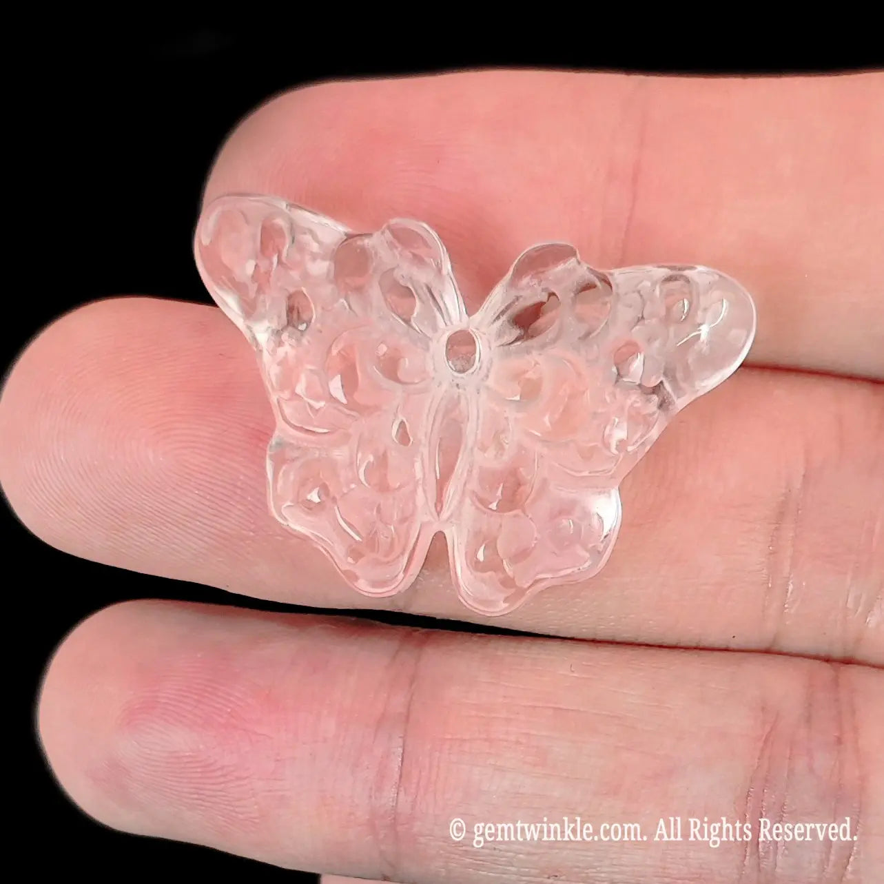 Natural Clear Quartz Butterfly Carving | Flat Back Gemstone