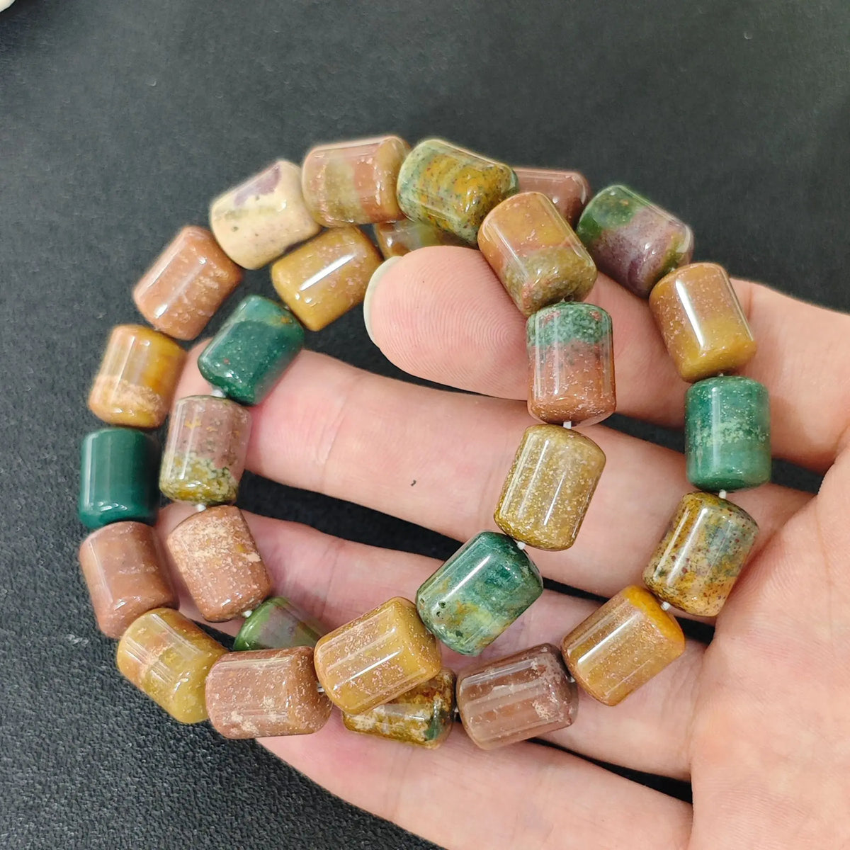 Multicolor Sea Jasper Gemstone Bracelet Display