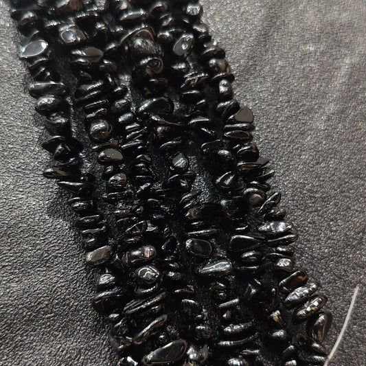 Multiple strands of natural black tourmaline 5-10mm irregular dark schorl chip beads for jewelry crafting