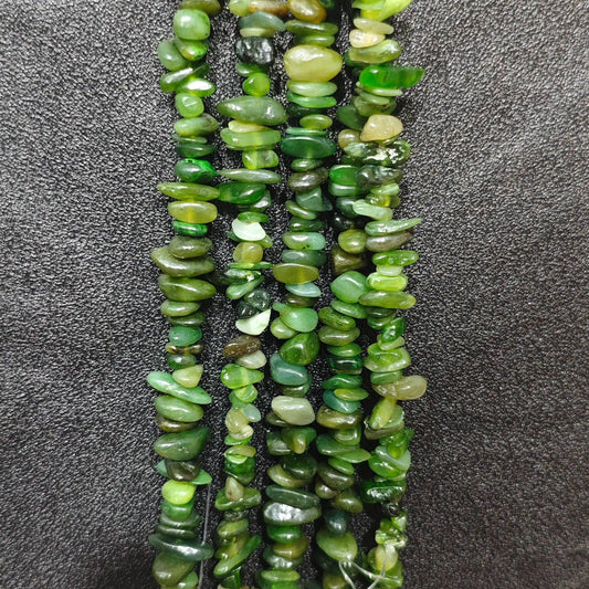 Multiple strands of natural hotan nephrite green jade 5-10mm irregular chip beads for jewelry crafting and wholesale