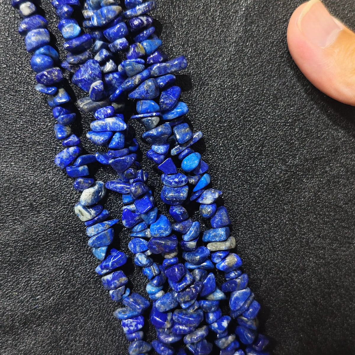 Multiple strands of natural lapis lazuli 5-10mm irregular chip beads for jewelry crafting and wholesale