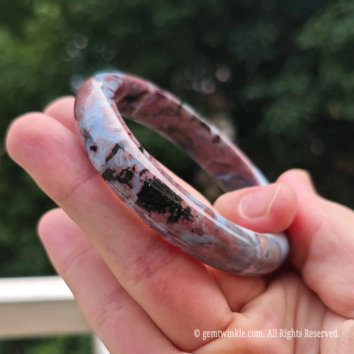 Natural Pink Ocean Jasper Bangle Natural Lighting View