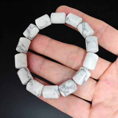 Natural White Howlite Cylinder Bracelet Overview