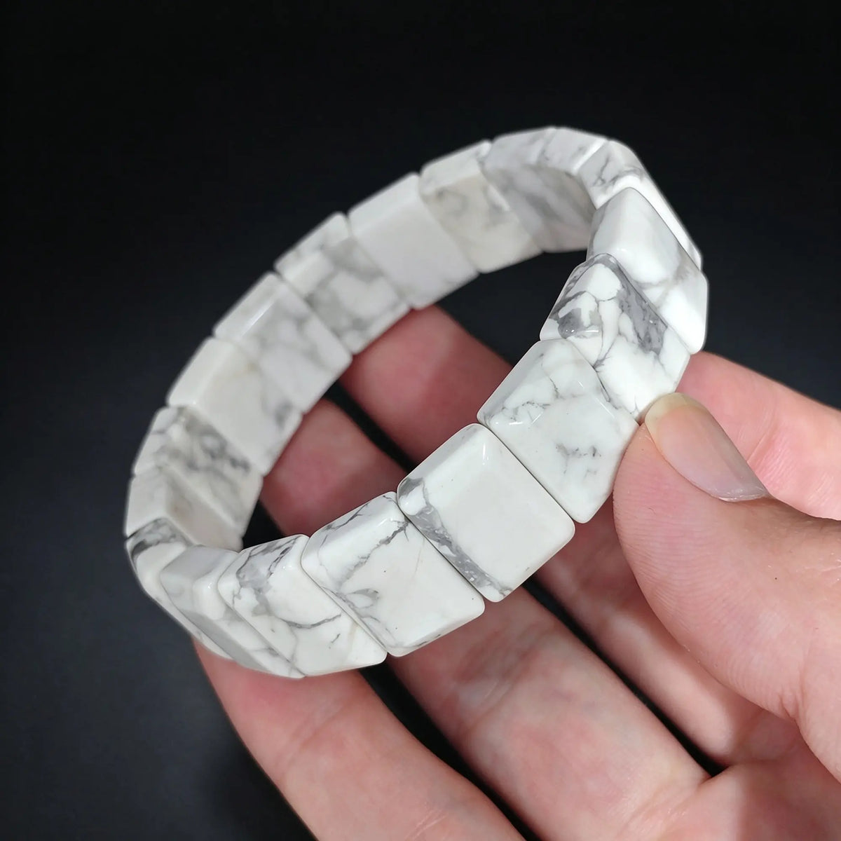 Natural White Turquoise Rectangle Bracelet Overview