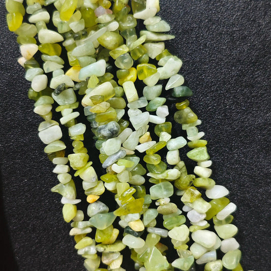 Multiple strands of natural xiuyan jade 5-10mm irregular chip beads for jewelry crafting