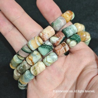 Multi Color Ocean Jasper Gemstone Bracelet Display