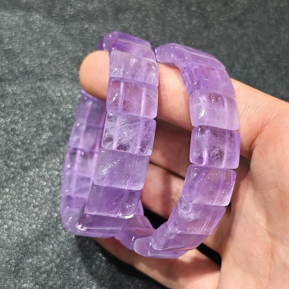 Pair of Lavender Amethyst Bamboo Segment Bracelets