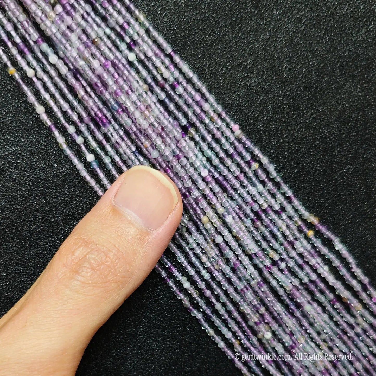 Dainty violet and soft purple fluorite gemstone strands for stackable handmade bracelets