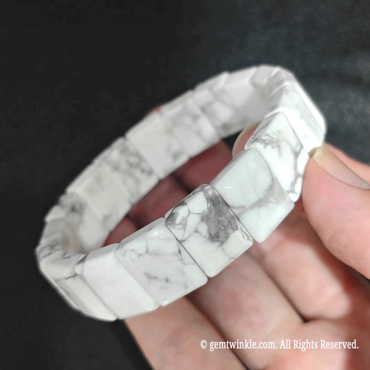 White Buffalo Stone Geometric Bracelet Angular View