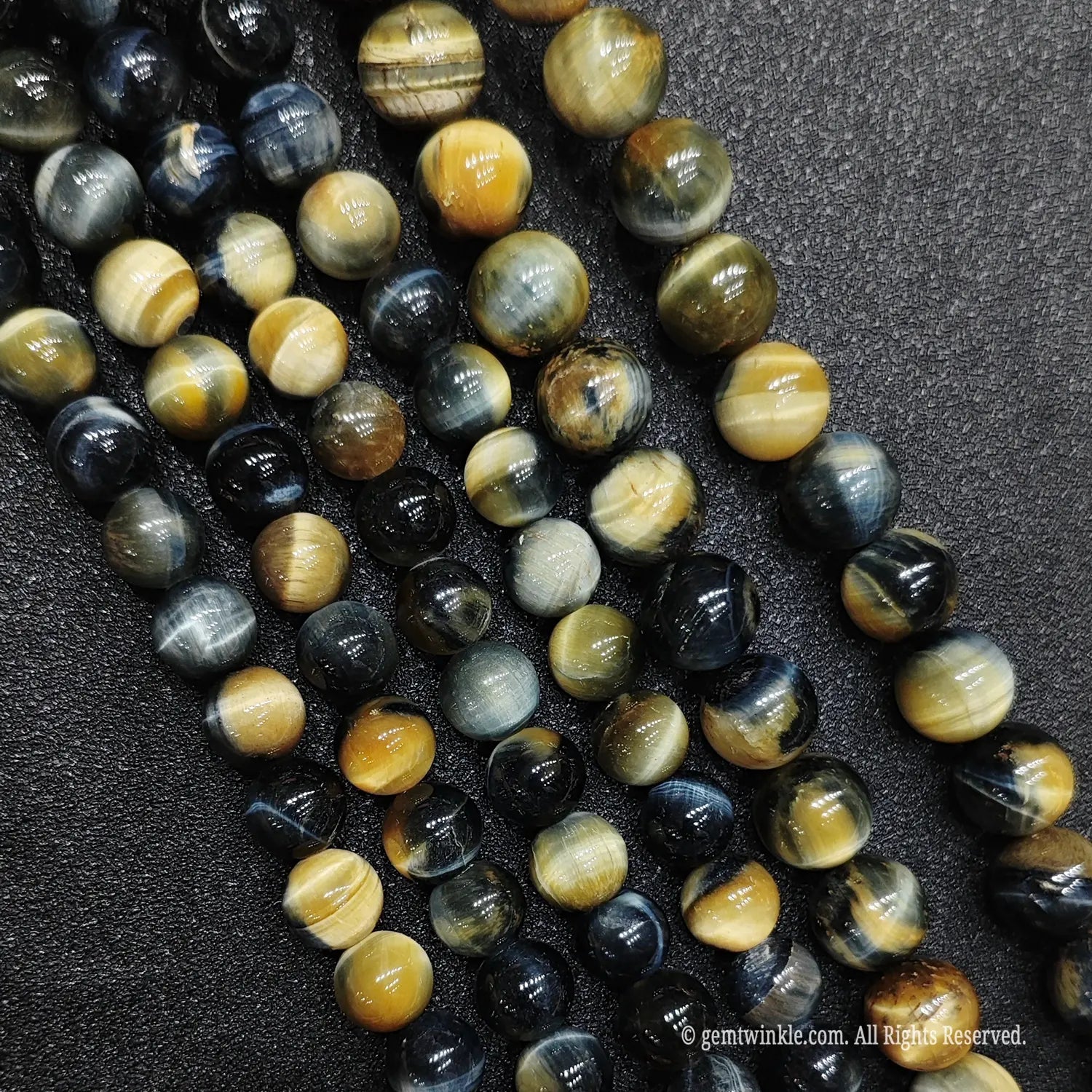 Natural multi color mixed blue and golden tigers eye round crystal strands for jewelry design