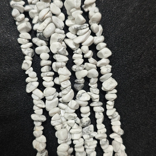 Multiple strands of natural white turquoise 5-10mm irregular white and grey chip beads for jewelry crafting