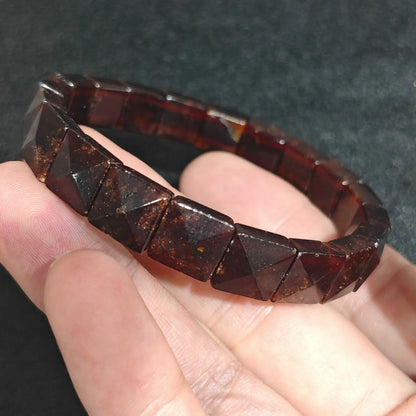 Wine Red Garnet Geometric Bracelet Angular View