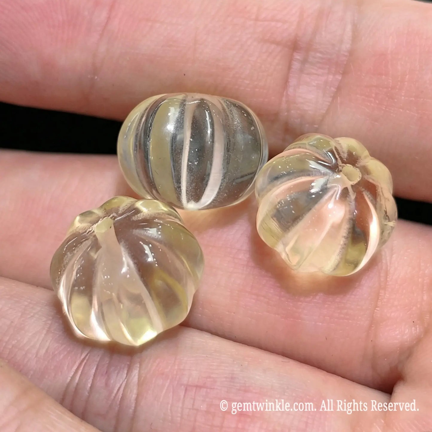 Citrine Pumpkin Melon Beads 12mm | Irradiated Quartz